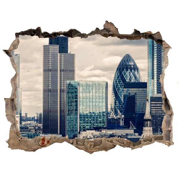 Trampantojo de pared rota efecto profundidad Vista de la ciudad moderna