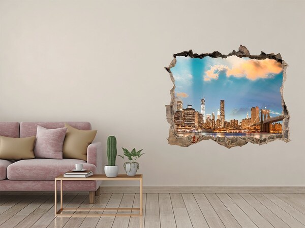 Vinilo pared rota 3d efecto realista Vista de Nueva York