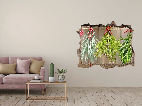 Pegatina de vinilo agujero 3d para pared Jardín de hierbas en ruinas