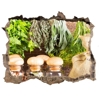 Trampantojo de pared rota efecto profundidad Rincón de hierbas en la cocina