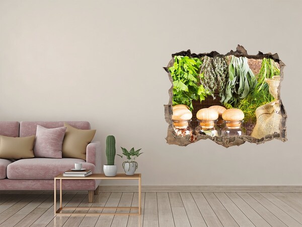 Trampantojo de pared rota efecto profundidad Rincón de hierbas en la cocina