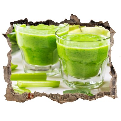 Vinilo pared rota 3d efecto realista Cóctel de salud verde
