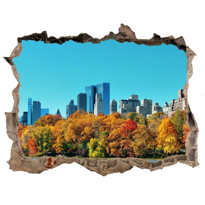 Vinilo pared rota 3d efecto realista Otoño en Nueva York