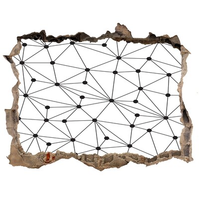 Vinilo pared rota 3d efecto realista Red de conexiones en la pared