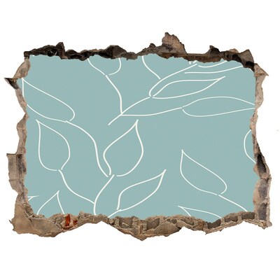 Pegatina de vinilo agujero 3d para pared Pared verde con patrón vegetal