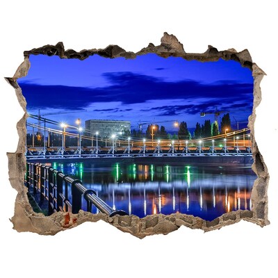 Pegatina agujero en la pared autoadhesiva Vista nocturna del puente y el río