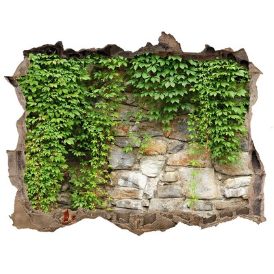 Vinilo pared rota 3d efecto realista Muro verde con piedras