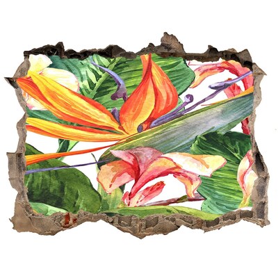 Pegatina agujero en la pared autoadhesiva Paraíso tropical detrás del muro