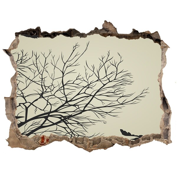 Dziura 3d fototapeta na ścianę Martwy las za zniszczoną ścianą