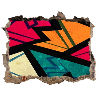 Vinilo pared rota 3d efecto realista Un mural colorido en un agujero en la pared