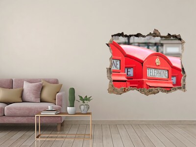 Fototapeta dziura na ścianę 3d Brytyjskie budki telefoniczne