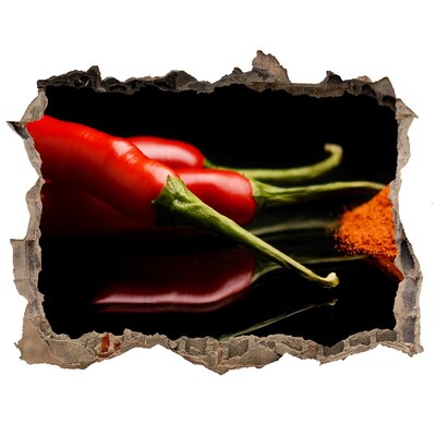 Trampantojo de pared rota efecto profundidad Chiles sobre fondo negro