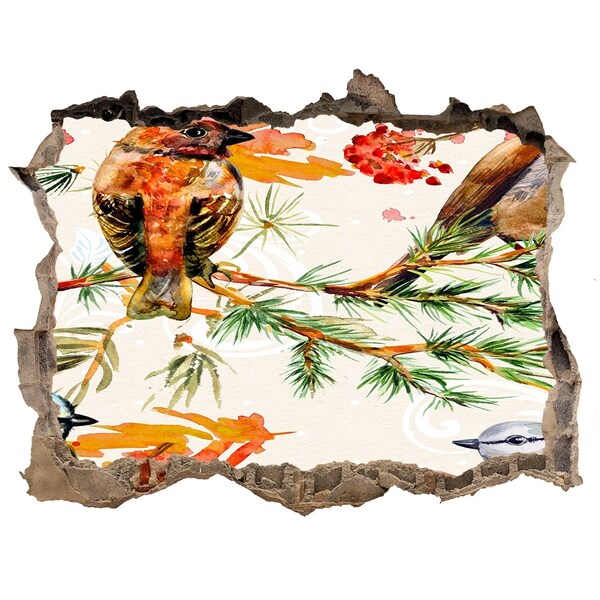 Naklejka 3D dziura samoprzylepna Ptaki w leśnym krajobrazie