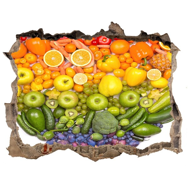 Naklejka 3D dziura okleina Owocowy raj w dziurze w ścianie