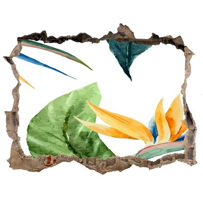 Pegatina de vinilo agujero 3d para pared Paraíso tropical detrás del muro