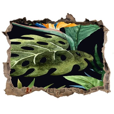 Trampantojo de pared rota efecto profundidad Jungla tropical detrás del muro