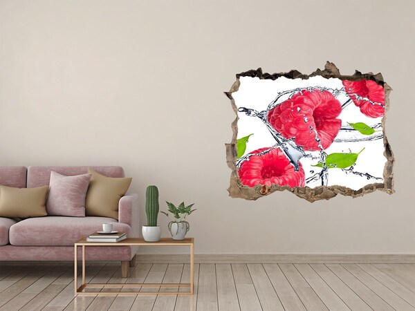 Naklejka dziura na ścianę beton Malinowy wodospad