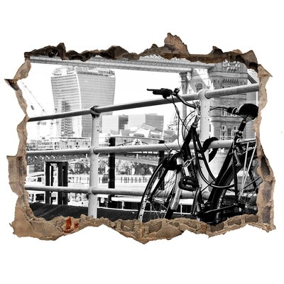 Fototapeta dziura na ścianę 3d Bicykl przy miejskim nabrzeżu