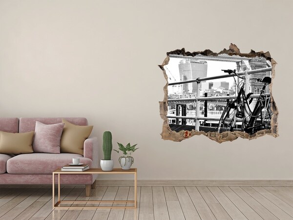 Fototapeta dziura na ścianę 3d Bicykl przy miejskim nabrzeżu