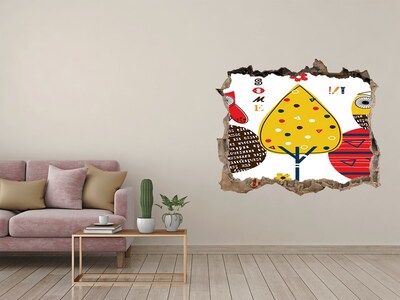 Samoprzylepna naklejka na ścianę Kolorowe drzewa w dziurze w ścianie