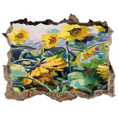 Pegatina agujero en la pared autoadhesiva Flores de girasol en el jardín