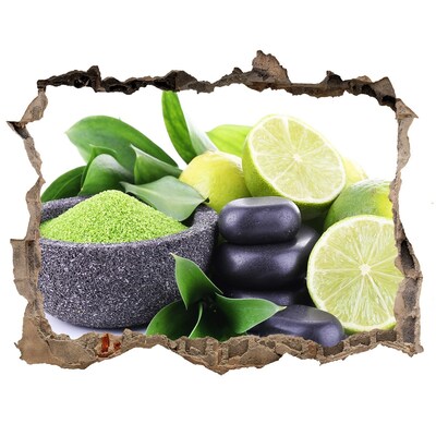 Vinilo pared rota 3d efecto realista Cítricos y hierbas frescas