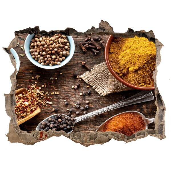 Naklejka 3D dziura beton Kuchenne przyprawy