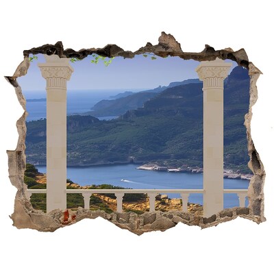 Vinilo pared rota 3d efecto realista Vista de la pintoresca bahía