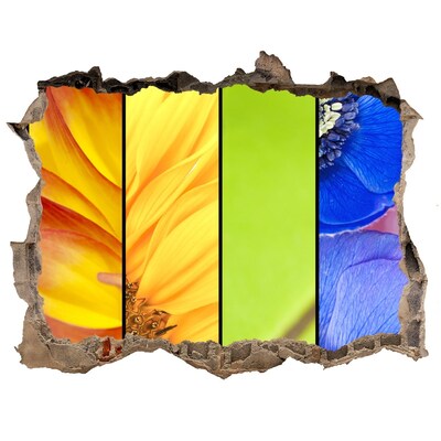 Pegatina de vinilo agujero 3d para pared El mundo floral detrás del muro