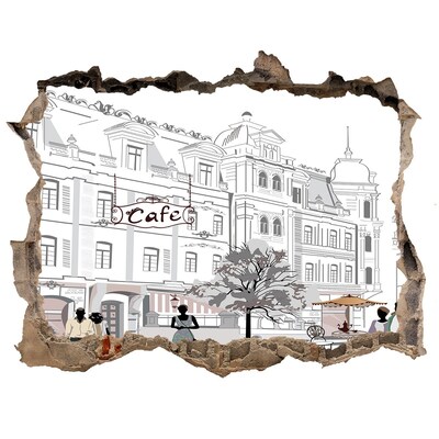 Pegatina de vinilo agujero 3d para pared Café de estilo europeo