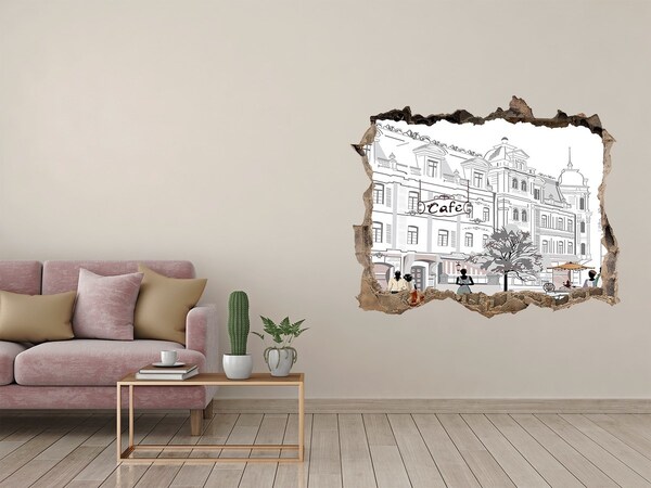 Dziura 3d fototapeta na ścianę Kawiarnia w europejskim stylu