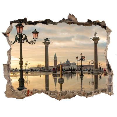 Vinilo pared rota 3d efecto realista Venecia al amanecer