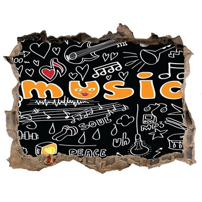 Pegatina de vinilo agujero 3d para pared El mundo musical detrás del muro