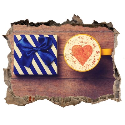 Trampantojo de pared rota efecto profundidad Regalo de café con corazón
