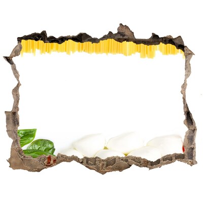 Pegatina de vinilo agujero 3d para pared Un festín italiano en un agujero en la pared