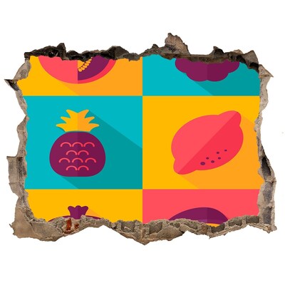 Pegatina de vinilo agujero 3d para pared Mural de frutas en un agujero en la pared