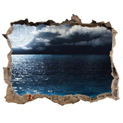 Vinilo pared rota 3d efecto realista Vista nocturna del mar