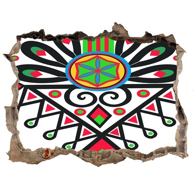 Pegatina de vinilo agujero 3d para pared Patrón folklórico colorido