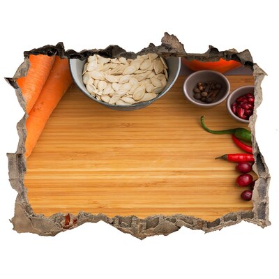 Pegatina de vinilo agujero 3d para pared Vista de la cocina desde detrás de la pared