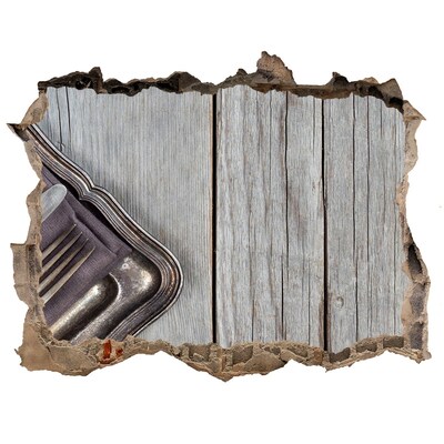 Vinilo pared rota 3d efecto realista Un encantador comedor de estilo rústico