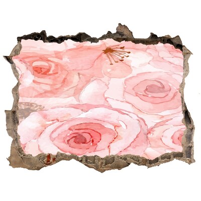 Vinilo pared rota 3d efecto realista Un mural floral en un agujero en la pared