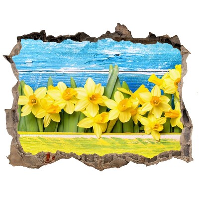 Trampantojo de pared rota efecto profundidad Un paraíso de flores detrás del muro