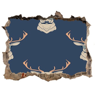 Pegatina de vinilo agujero 3d para pared Ciervo con gafas de sol