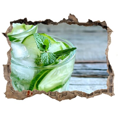 Trampantojo de pared rota efecto profundidad Un cóctel refrescante con menta