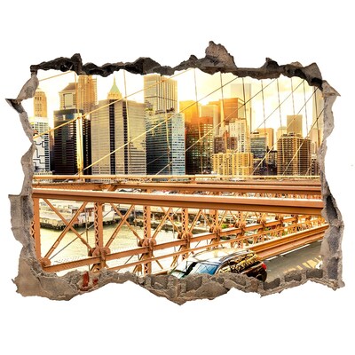 Pegatina agujero en la pared autoadhesiva Puente de Brooklyn al atardecer