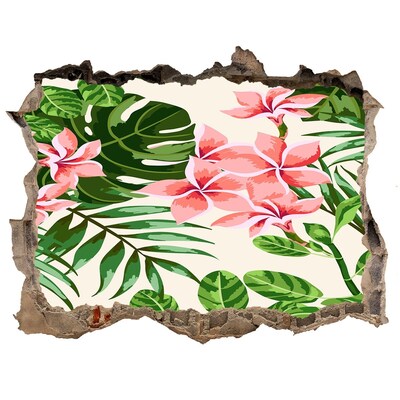 Pegatina de vinilo agujero 3d para pared jardín de flores tropicales