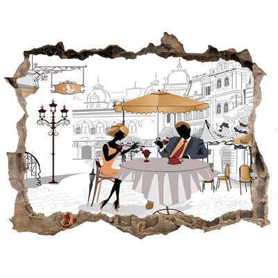 Vinilo pared rota 3d efecto realista Café de estilo europeo