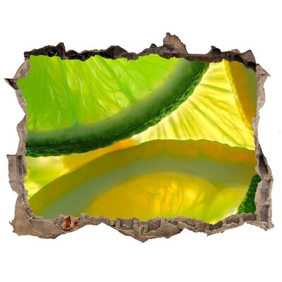 Pegatina de vinilo agujero 3d para pared Lima verde en un agujero en la pared