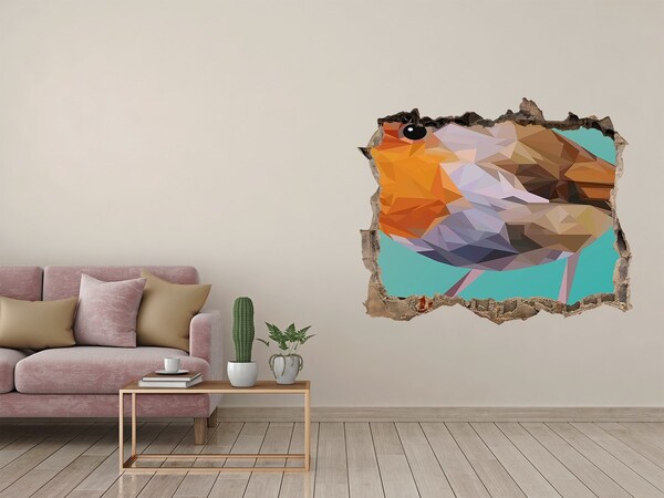 Dziura 3d fototapeta naklejka Ptak w dziurze w ścianie