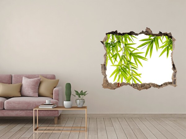 Samoprzylepna dziura naklejka Zielone bambusy przez dziurę w ścianie